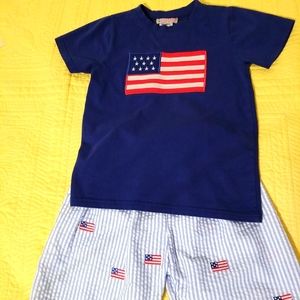 Red white & blue boys short set